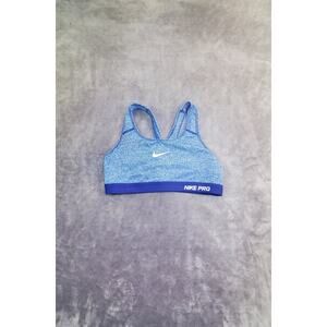 Nike Pro Sports Bra Size M Blue Wireless Pullover Racerback Women’s Gym C22-34
